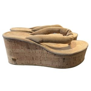 VERONICA BEARD Geno Cork Wedge Sandals in Sand Women’s Size 5.5